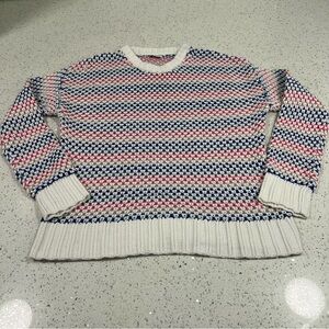REITMAN'S Knit Sweater Pink Blue White Stripes Size Large